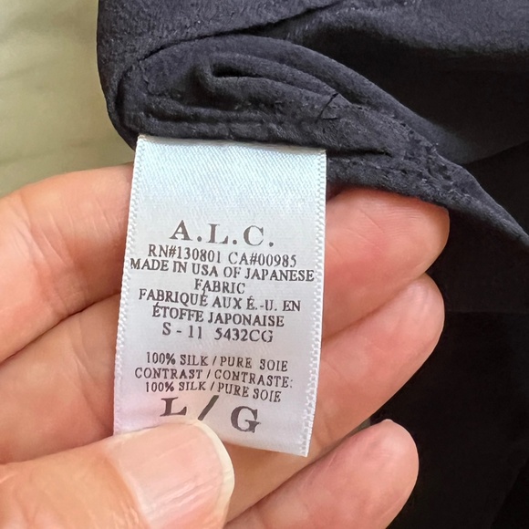 A.L.C. Blue 100% Silk Tank Top with Built In Camisole Size Large - Picture 6 of 6